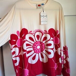 NWT FARM RIO Anthropologie Cream Floral Top